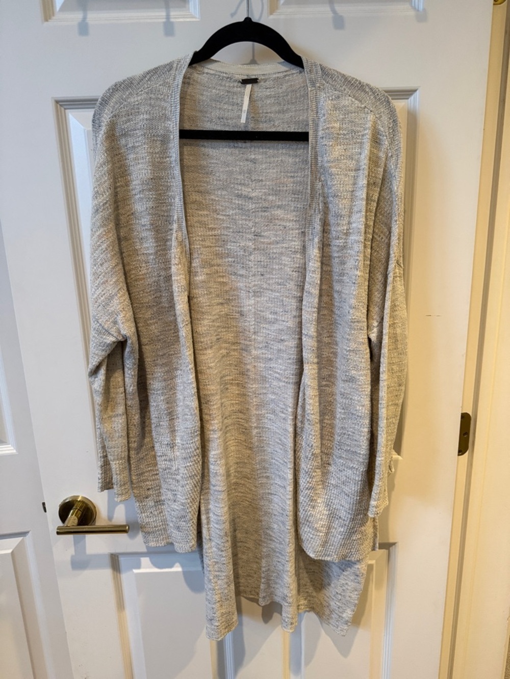 Free People Light Heather Gray Open Drape Cardigan